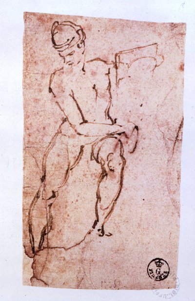 Sistine Chapel Ceiling: Sketch of an Apostle by Michelangelo Buonarroti