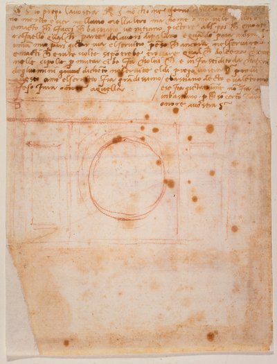 Sketches for the drum of the dome of Santa Maria del Fiore and letter to the cardinal of Bibbiena by Michelangelo Buonarroti