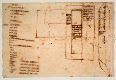 Sketches of marble blocks for the tomb of Julius II by Michelangelo Buonarroti
