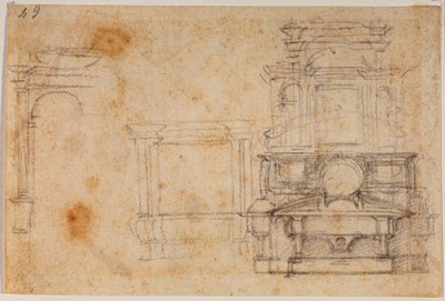 Studies from tomb monuments for the New Sacristy by Michelangelo Buonarroti