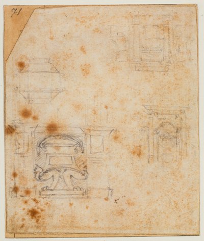 Studies of Monumental Tombs for the New Sacristy by Michelangelo Buonarroti