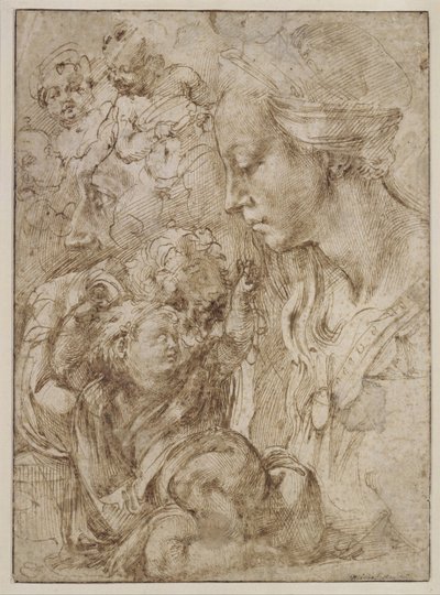 Studies for a Holy Family with John the Baptist as Child by Michelangelo Buonarroti