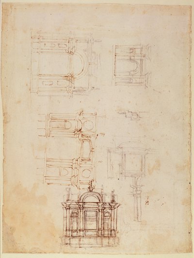 Studies for Architectural Composition in the Form of a Triumphal Arch, c.1516 by Michelangelo Buonarroti