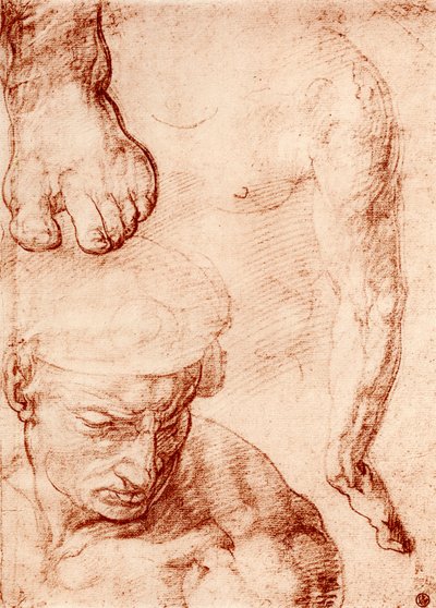 Studies for the Figure of the Cross-Bearer in the Last Judgement, Sistine Chapel, Rome by Michelangelo Buonarroti