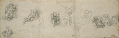 Studies of a sleeping Apostle and other Figures by Michelangelo Buonarroti
