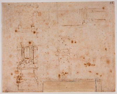 Studies of tomb monuments for the New Sacristy by Michelangelo Buonarroti