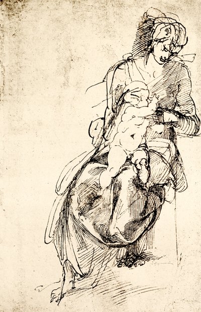 Study for the Madonna Statue in the Medici Chapel in Florence by Michelangelo Buonarroti