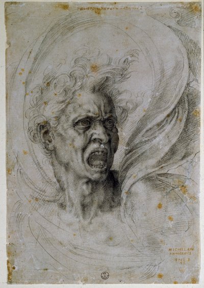 Studying the head of a screaming man by Michelangelo Buonarroti