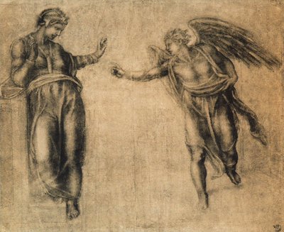 The Annunciation, Drawing by Michelangelo by Michelangelo Buonarroti