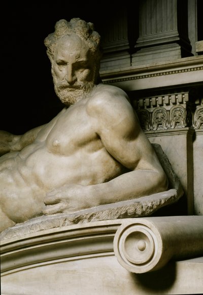 The Twilight Allegory. Tomb of Laurent II of Medicis. Marble Sculpture 1531 by Michelangelo Buonarroti
