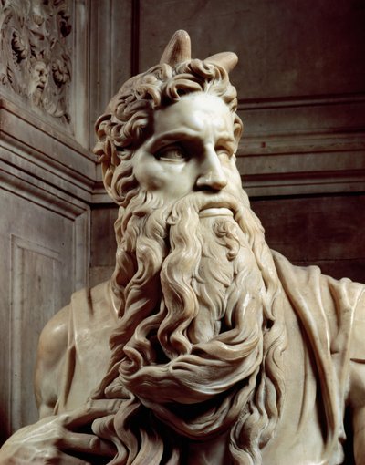 Tomb of Pope Julius II, detail of the head of Moses, 1513-16 by Michelangelo Buonarroti