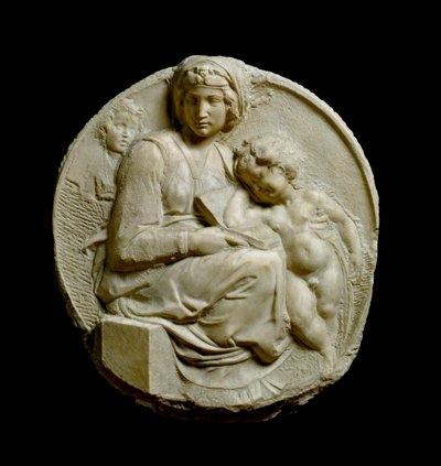 Virgin and Child with Saint John the Baptist Child (Madonna Pitti or Tondo Pitti) by Michelangelo Buonarroti