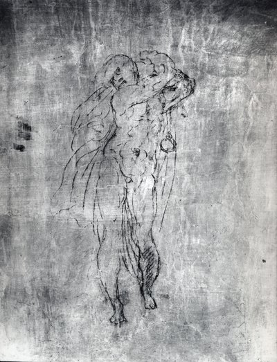 Wall drawing of a male figure by Michelangelo Buonarroti