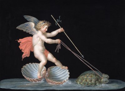 Cupid being led by Tortoises by Michelangelo Maestri