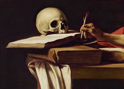 Saint Jerome, Writing (detail) by Michelangelo Merisi Caravaggio