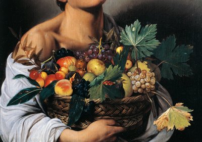 Boy with a Basket of Fruit (detail) by Michelangelo Merisi da Caravaggio
