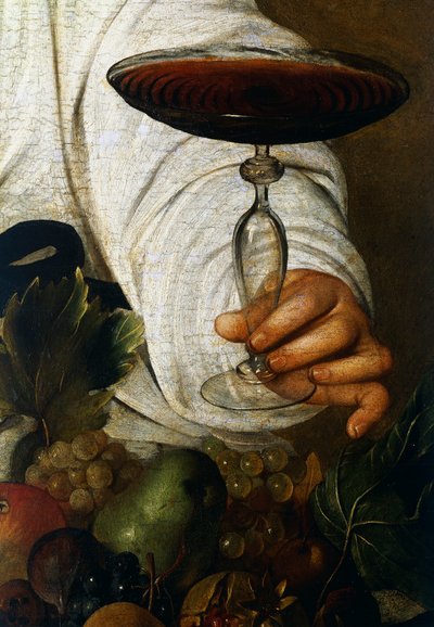 Glass of wine, (detail) by Michelangelo Merisi da Caravaggio