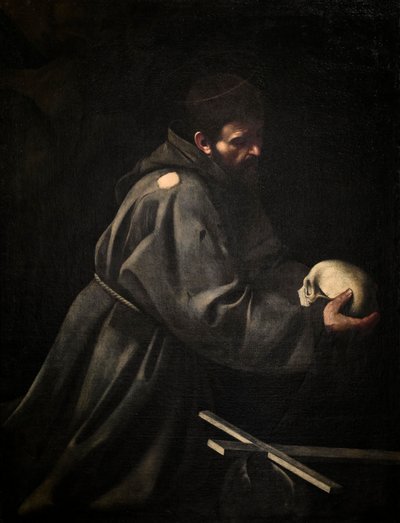 St Francis in meditation by Michelangelo Merisi da Caravaggio