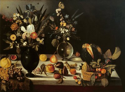 Still life with flowers and fruit by Michelangelo Merisi da Caravaggio