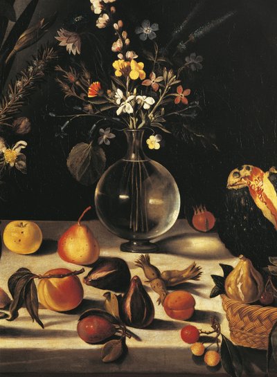 Still Life with Flowers and Fruit (detail) by Michelangelo Merisi da Caravaggio