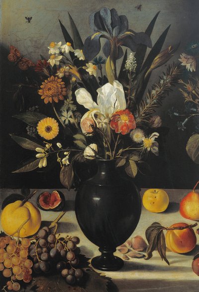 Still Life with Flowers and Fruit (detail) by Michelangelo Merisi da Caravaggio