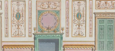 Interior Ornamented Wall with Doors and Fireplace, nos. 344-350, March 20, 1785 by Michelangelo Pergolesi