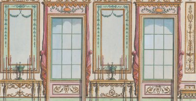 Interior Ornamented Wall with Windows and Pier-Glasses by Michelangelo Pergolesi