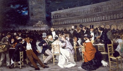 A cafe in Piazza San Marco, by Michele Cammarano by Michele Cammarano