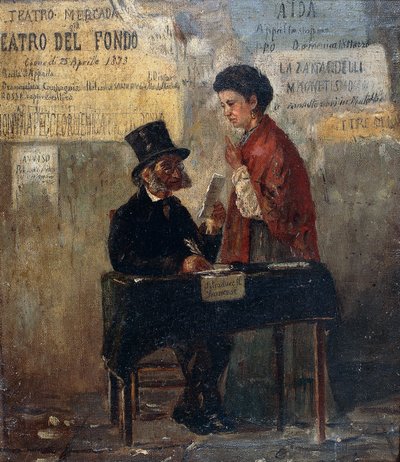 Theatre posters and public scribe, by Michele Cammarano by Michele Cammarano