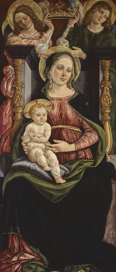 Virgin and Child enthroned with two angels holding a crown by Michele Ciampanti