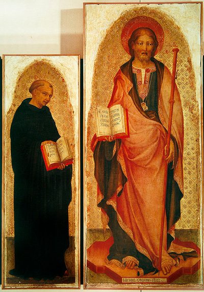 Saint James with saints, detail of St James and Filippo Benizzi, c.1450 (detail) by Michele Giambono