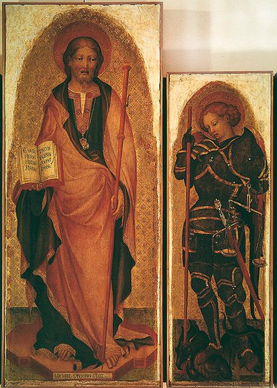 Saint James with saints, detail of St. James and St. Michael the Archangel, c.1450 (detail) by Michele Giambono