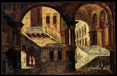 Courtyard with a Staircase by Michele Marieschi