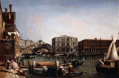 The Rialto Bridge, Venice with the Fondaco dei Tedeschi in the Foreground by Michele Marieschi