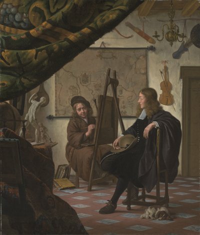 A self-portrait of the artist in his studio by Michiel van Musscher
