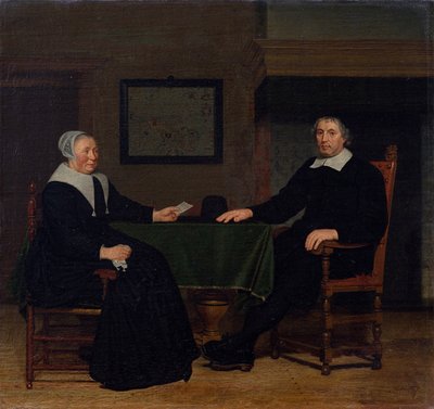 Portrait of Adriaen Corver and his wife Rijckje Theulingh by Michiel van Musscher