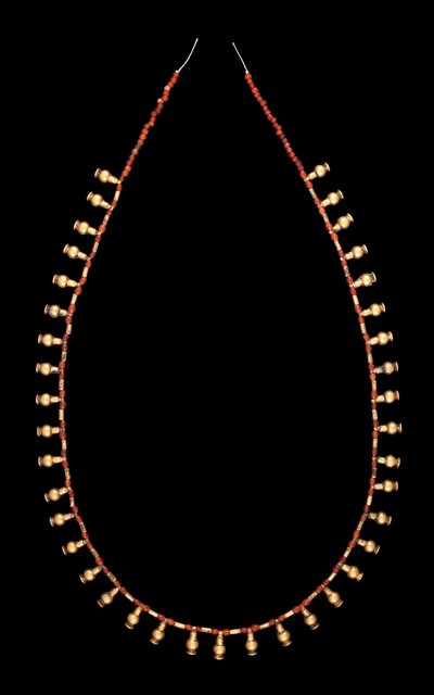 Gold Bottle Pendants with Carnelian Bead Necklace by Middle Kingdom Egyptian