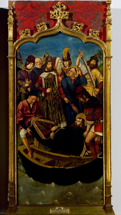 Body of St James being placed in boat in Jaffa by Miguel (school of) Ximenez