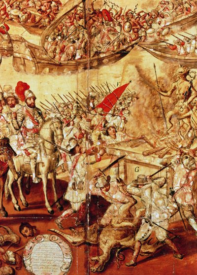 Conquest of Mexico, one of a series of 24 panels by Miguel Gonzalez