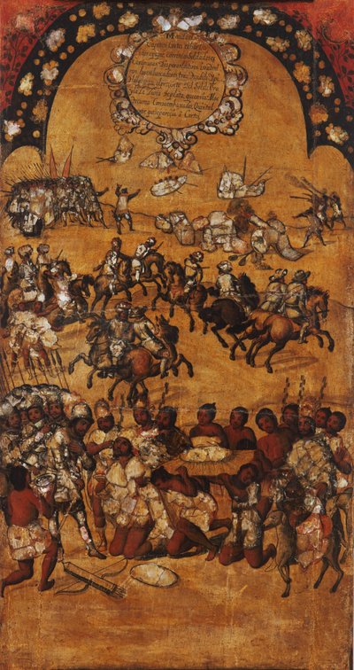 The Conquest of Mexico, Panel II, c.1696-1715 by Miguel Gonzalez