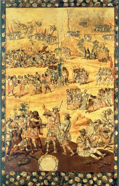 The Encounter Between Hernando Cortes and Montezuma by Miguel and Juan Gonzalez