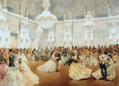 Ball in the Concert Hall of the Winter Palace during the Official Visit of Nasir al-Din Shah in May by Mihaly von Zichy