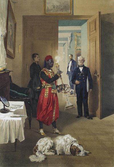 Foyer of the Great Palace in Tsarskoye Selo by Mihaly von Zichy