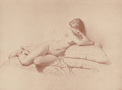 Study of a Reclining Female Nude by Mihaly von Zichy