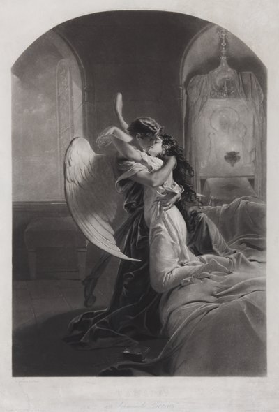 Tamara and Demon. Illustration to the poem The Demon by Mikhail Lermontov by Mihaly von Zichy