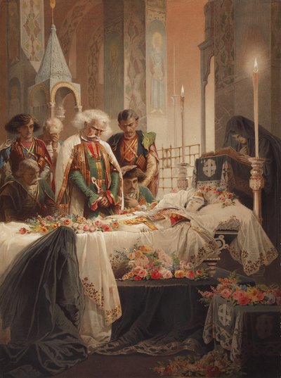 Tamara in the Coffin (Illustration to the poem The Demon by Mikhail Lermontov), c1880 by Mihaly von Zichy