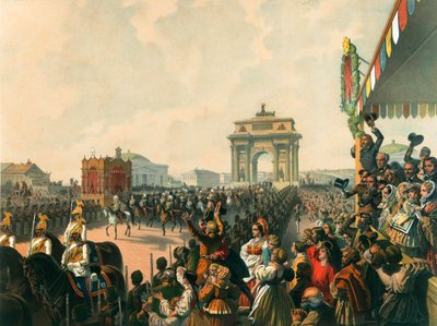 Triumphal Entry of Their Majesties Alexander II and Maria Alexandrovna into Moscow, 1856 by Mihaly von Zichy