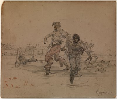 Illustration for the poem The Robber Brothers by Alexander Pushkin by Mikhail Aleksandrovich Vrubel