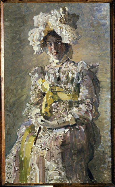 Portrait of Nadezhda Zabela Vrubel in Empire Dress by Mikhail Aleksandrovich Vrubel