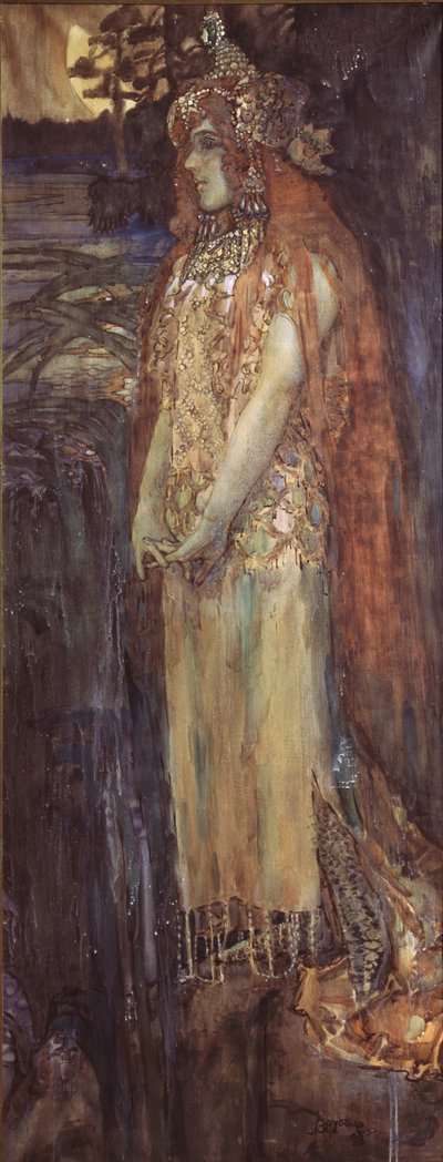 Singer Nadezhda Zabela-Vrubel as Princess Volkhova in the Opera Sadko by N. Rimsky-Korsakov by Mikhail Aleksandrovich Vrubel